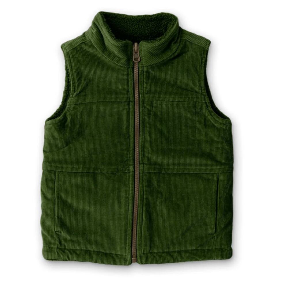 Goumi Sherpa/Corduroy Reversible Vest - Spruce‎ NWT 10-12 y